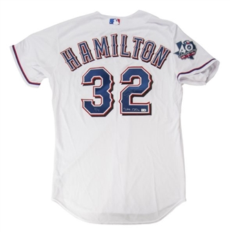 Josh Hamilton Signed and Inscribed 4 HR Texas Rangers Home Jersey (MLB Authenticated)